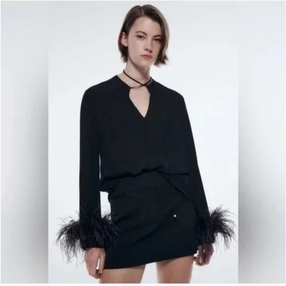 Zara Flowey Feather Blouse - Picture 5 of 5